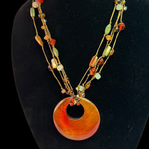Vintage Glass Metal and Plastic Statement Necklace...Beautiful!
